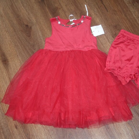 NWT Girls Love & Grow Clothing Red Velvet Holiday Tulle Dress Bloomers Set sz 7 - Picture 8 of 11